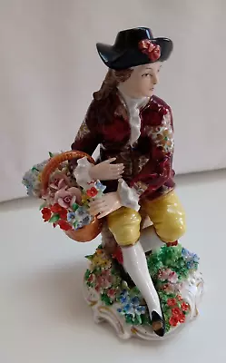 Buy Sitzendorf Porcelain Figure Antique German Man With Far Too Many Flowers • 34.99£