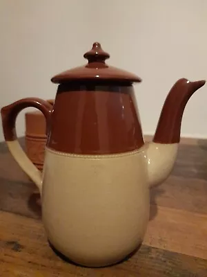 Buy  Vintage 1960s Langley Pottery (later DENBY) Large Coffee Pot. Brown And Beige. • 9£