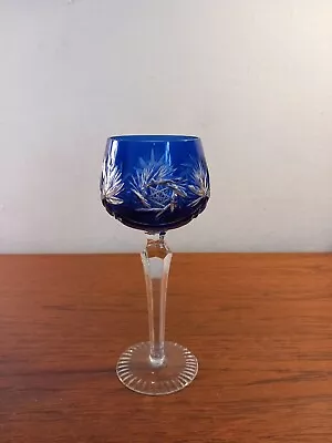 Buy Vintage Bohemian Crystal Cut Glass Wine Goblet Glass BLUE, 19.5CMS TALL  • 35£
