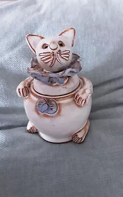 Buy SK Ceramic Stoneware Cat Pot With Lid 5  High Collectable/Decorative/Practical • 7£