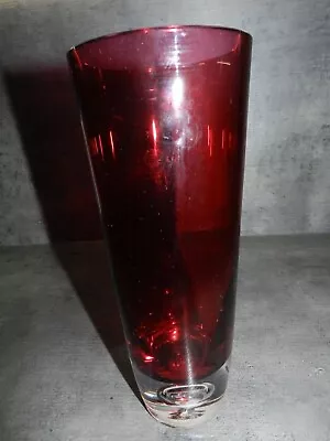 Buy Vintage Tall Ruby Red 'Bubble' Glass Vase By Marks & Spencer - Excellent Cond. • 5.99£