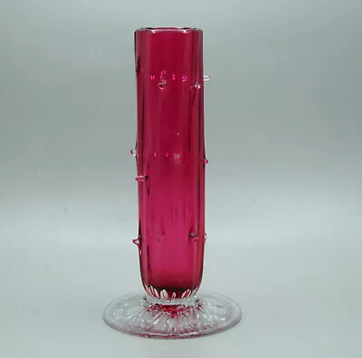 Buy VICTORIAN CRANBERRY GLASS Cased Thorn VASE C1890 • 4.99£