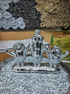 Buy Crushed Diamond Minions Crystal Friends Family Silver Ornament Shelves Bling💎 • 17.99£