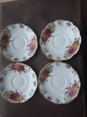 Buy Queens Bone China Rosina Stratford Old Country Roses 4 Saucers 12.3 Cm • 19.99£