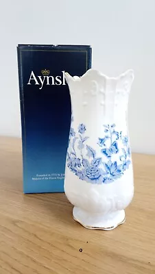 Buy Aynsley Fine Bone China Vase White And Blue  15.5cm • 2.99£