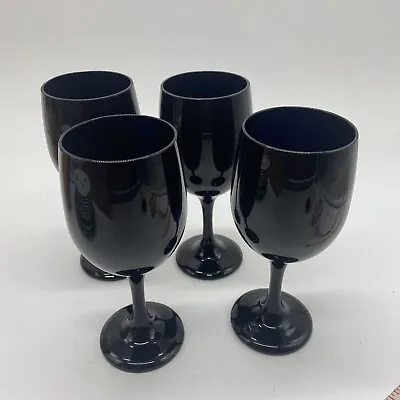 Buy Libbey Set Of 4 Black Amethyst Glass Water Goblets Pedestal Glasses 8 Oz, 7  • 22.77£