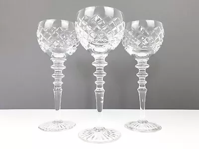 Buy 3 X Royal Brierley Triple Bladed Stem Hock Wine Glasses 19 Cm Tall Signed • 19.99£