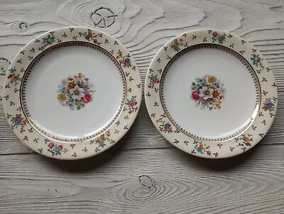 Buy X2 Raynaud Limoges France Salad Plates 7-5/8  Floral Gold #4 • 13.76£