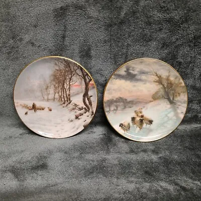 Buy Two Miniature Coalport 3  Plates, Sheep In Winter Painting Scenes • 8£
