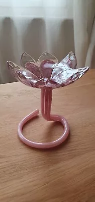 Buy Vintage Hand Blown Decorative Pink & White Glass Art Vase Flower • 9.99£