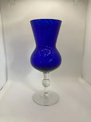 Buy Vintage MCM Empoli Cobalt Blue Thistle Shaped Glass • 8£