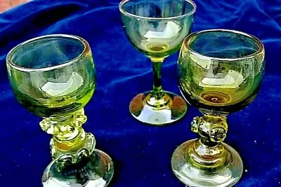 Buy 3 Czech Pretty Olive Green   Bohemia Liquor Glasses • 15£