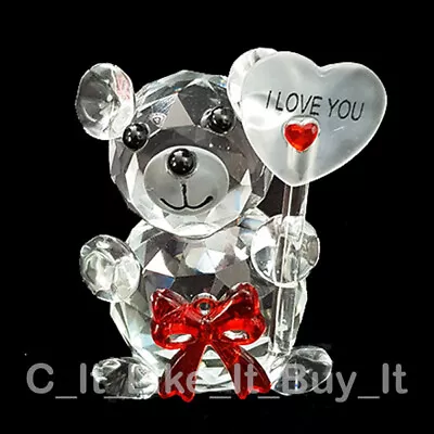Buy Teddy Bear Crystal Clear Ornament I Love You Mum Dad Nan Best Friend Auntie • 9.99£