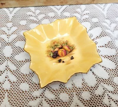 Buy Aynsley Orchard Gold Small Square Dish, Fluted Coin Ring Tray, Fallen Fruit • 10£