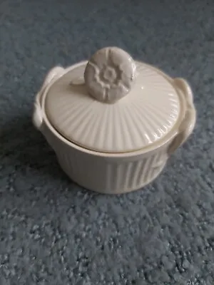 Buy Mid Century Leedsware Classical Creamware Small Trinket Box W/ Lid • 6.99£
