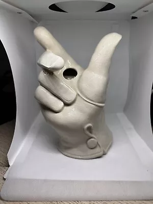 Buy Vintgae Retro Rye Pottery White Glove Vase Surrealist Bonassera As Found • 24.99£