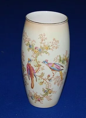 Buy Vintage Crown Ducal Blush Ware Vase, Birds & Butterflies Decoration, 20.5cms. • 12.99£