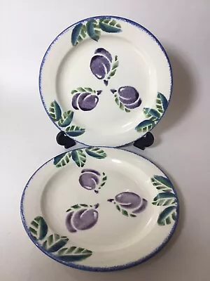 Buy 2 Vintage Poole Pottery Hand Painted Plates Dorset Fruits Alan Clarke. 1990. • 18£