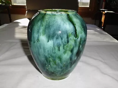 Buy Vintage Pottery Oil Jar Vase Green Flambe Drip Glaze Glossy Finish 6 1/2  • 23.11£