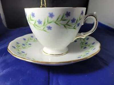 Buy Royal Vale English Bone China Teacup And Saucer Tiny Blue Flower • 12.30£