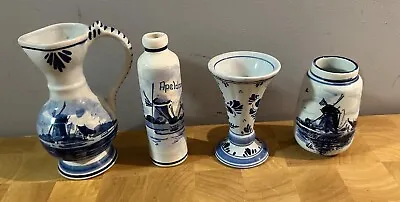 Buy Lot Of Vintage Blue And White Delft Ware Vases And Jug • 30£