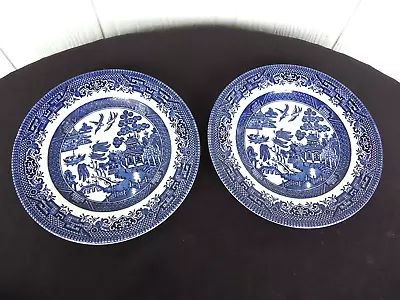 Buy 2 Vintage Churchill China  Blue Willow Pattern Bread & Butter Plates  England • 7.55£