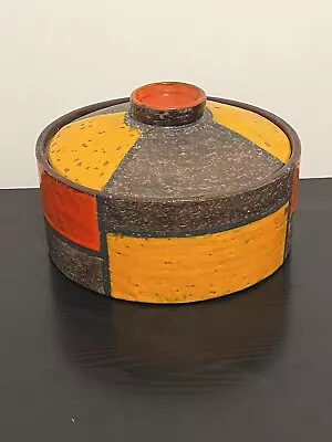 Buy Aldo Londi Bitossi Mid Century Italian Red Yellow Mondrian Decor Lidded Pot • 592.96£
