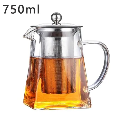 Buy Heat Resistant Glass Teapot Tea Herbal Clear Kettle Flower Puer Tea Infuser Pot • 24.32£