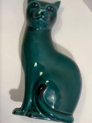 Buy Poole England R Pottery Car Dark Green 165mm Tall Pot Cat Collector Item • 29.99£
