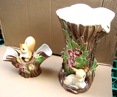 Buy 2   HORNSEA  ROYAL VASES  - Fauna  7   Trunk Vase 14 & Faun Between 2 Stumps 68 • 9.50£