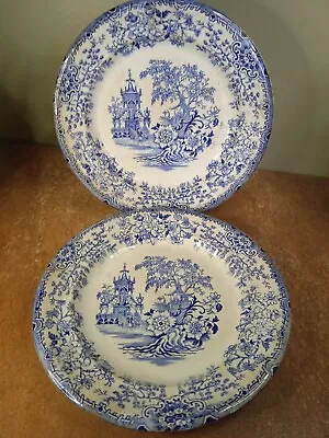Buy Pair Of Antique, Llanelly Or Llanelli Pottery, Colandine Pattern, 24cm Plates • 12.95£