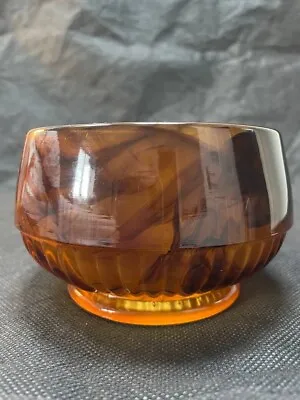 Buy Vintage Art Deco Davidson Amber Cloud Glass Bowl With Good Condition Rare • 35£