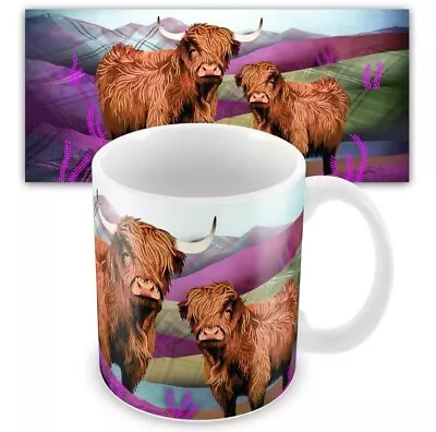 Buy Tartan Highland Cow Mug, Charlotte Anne, Cattle, Home, Office, Kitchen CA08M • 16.99£