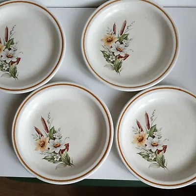 Buy Churchill Side Plates X 4 - White & Brown Flowers 6.5   Vintage • 12£