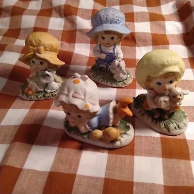 Buy Vintage Children Figures Big Bonnets/Hats Turtle Lamb Dog Parian Ware Porcelain • 16.99£