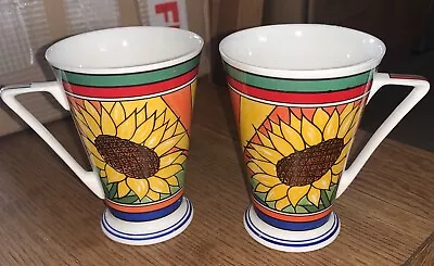 Buy 2 Sunflowers Art Deco Clarice Cliff Style Mugs By 'Wren Giftware’ -Summerfield • 19.95£