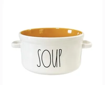 Buy Set Of 2 Rae Dunn “SOUP” Soup Bowl With Dual Handles Pumpkin Orange Interior NEW • 33.69£