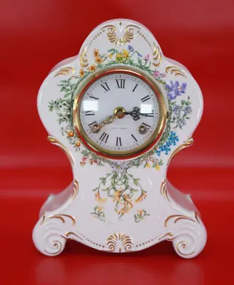 Buy FRANZ HERMLE Floral Porcelain  LNHF Louis XIV Style Mantle Clock CIRCA 1980s • 154.42£