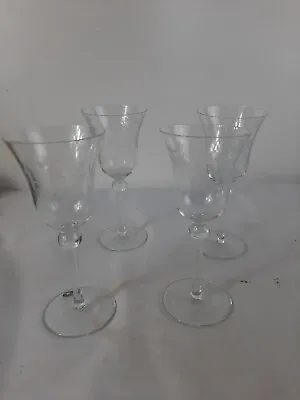 Buy 4 Thistle Etched Stem Crystal Wine Glasses Made In Romania Hand Crafted Crystal • 37.84£
