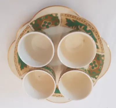 Buy Vintage Woods Ivory Ware 4 Hand Painted Egg Cup Set With Under Plate. • 6£