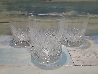 Buy VTG Cut Glass Crystal Whisky Tumblers/Glasses X 3 10cm Tall • 15£