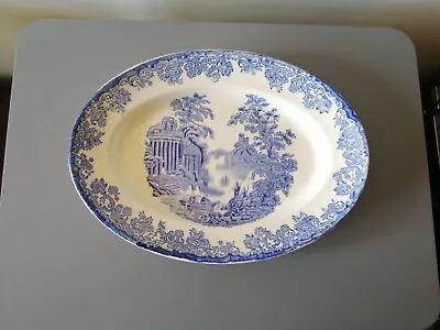 Buy Antique White & Blue Flow Oval Plate Serving Platter - 10.25  X 7.5  • 8£