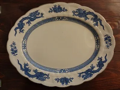 Buy Antique Booths China 'Dragon' Pattern Blue & White Turkey Platter • 26£