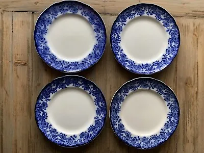Buy Flow Blue (Royal) Doulton Burslem Plates Melrose Pattern, Circa 1890 • 60£
