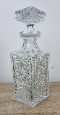 Buy Glass Decanter With Stopper Square Pressed Glass Vintage. • 15£