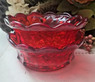 Buy Pair Vintage Fenton Ruby Red  Candy Dish   Grape Design Glows With Blacklight • 38£