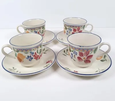 Buy Staffordshire Tableware Calypso Cups & Saucers Floral Made In England Set Of 4 • 25£
