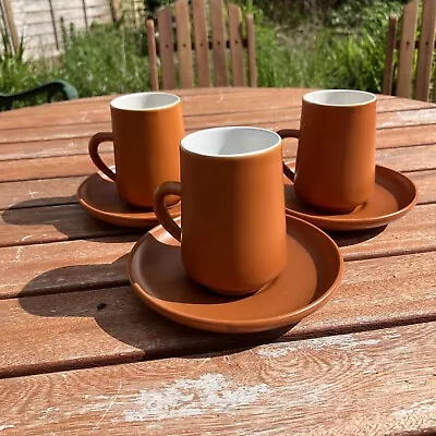 Buy Mid Century 1970s Honiton Pottery Coffee Cups And Saucers  (set Of 3) • 5.99£
