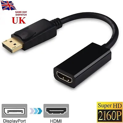 Buy 4K HD Display Port DP Male To HDMI Female Adapter Converter For 1080P HDTV PC • 3.19£