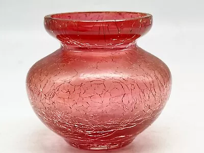 Buy Vintage Cranberry Glass Red Crackle Glass Small Vase Potpourri Jar • 15.99£